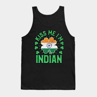 Kiss Me I'M Indian India Flag Shamrock St Patrick'S Day Tank Top